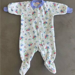 Vintage Carter’s Baby Sleeper – Floral Fleece Zip Footie Pajamas – Size 0-6 m